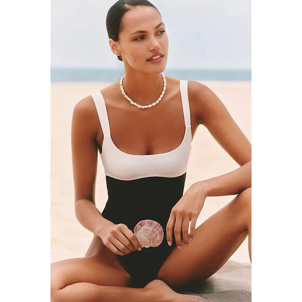 L*Space Black and Cream One-Piece Swimsuit